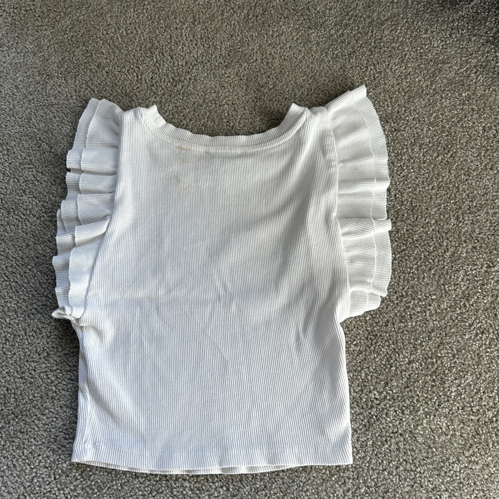 Zara White Ruffle Top - Picture 2 of 2